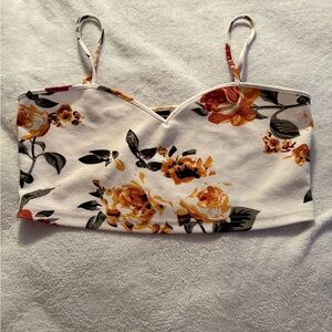 SHEIN Cream and Orange Floral Camisole